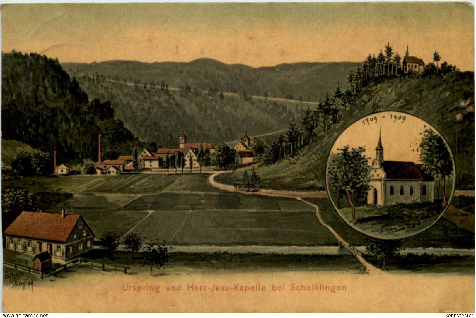 Schelklingen - Urspring - Künstler-AK Eugen Felle