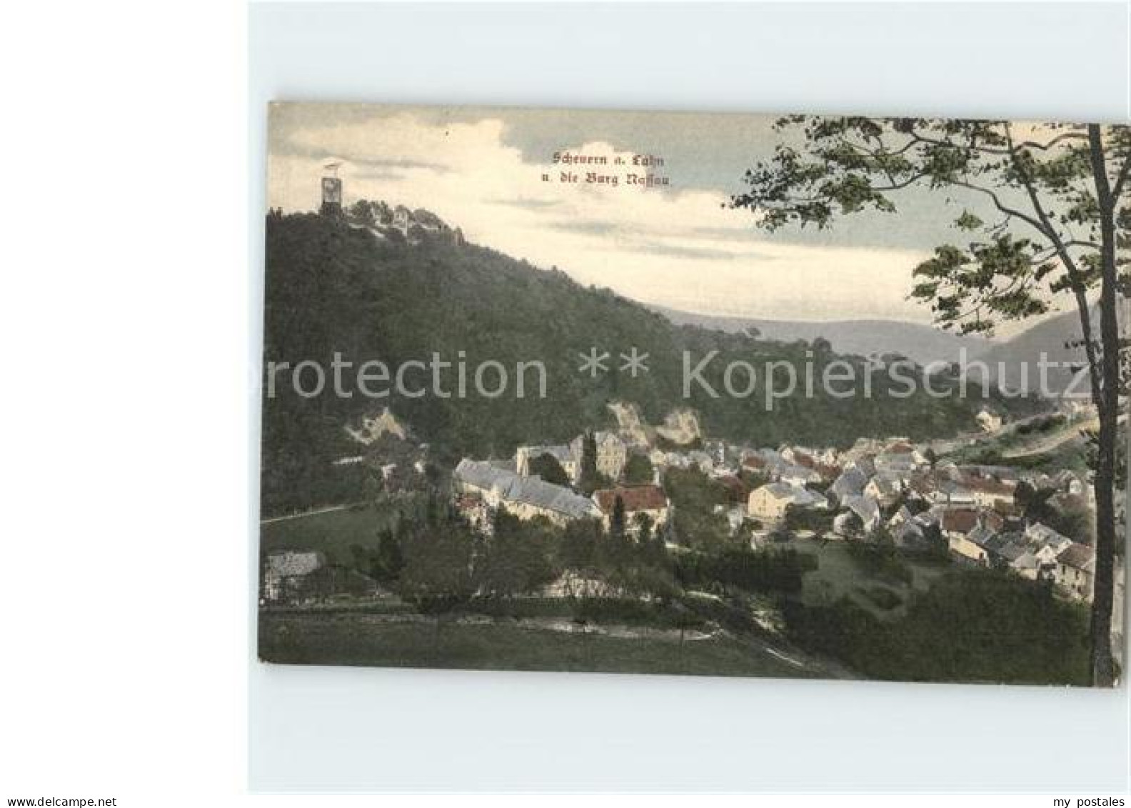 Scheuern Nassau Lahn Gesamtansicht mit Burg Nassau