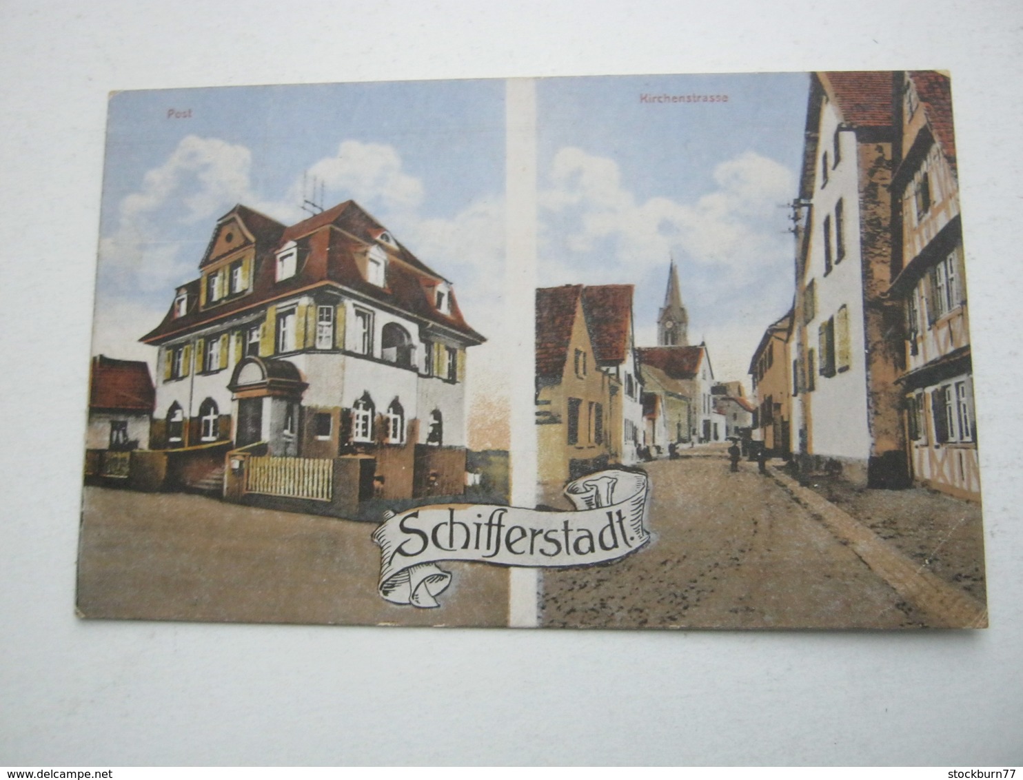 SCHIFFERSTADT, Post , Strasse , Seltene Karte um 1925