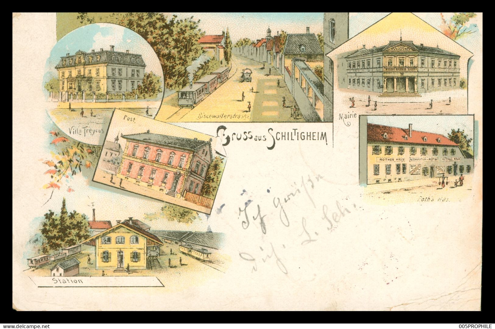 SCHILTIGHEIM * GRUSS AUS SCHILTIGHEIM - GRUß - POST MAIRIE STATION VILLA TREYEUS - VOIR OBLITÉRATIONS 1898 ! - ÉTAT !!!