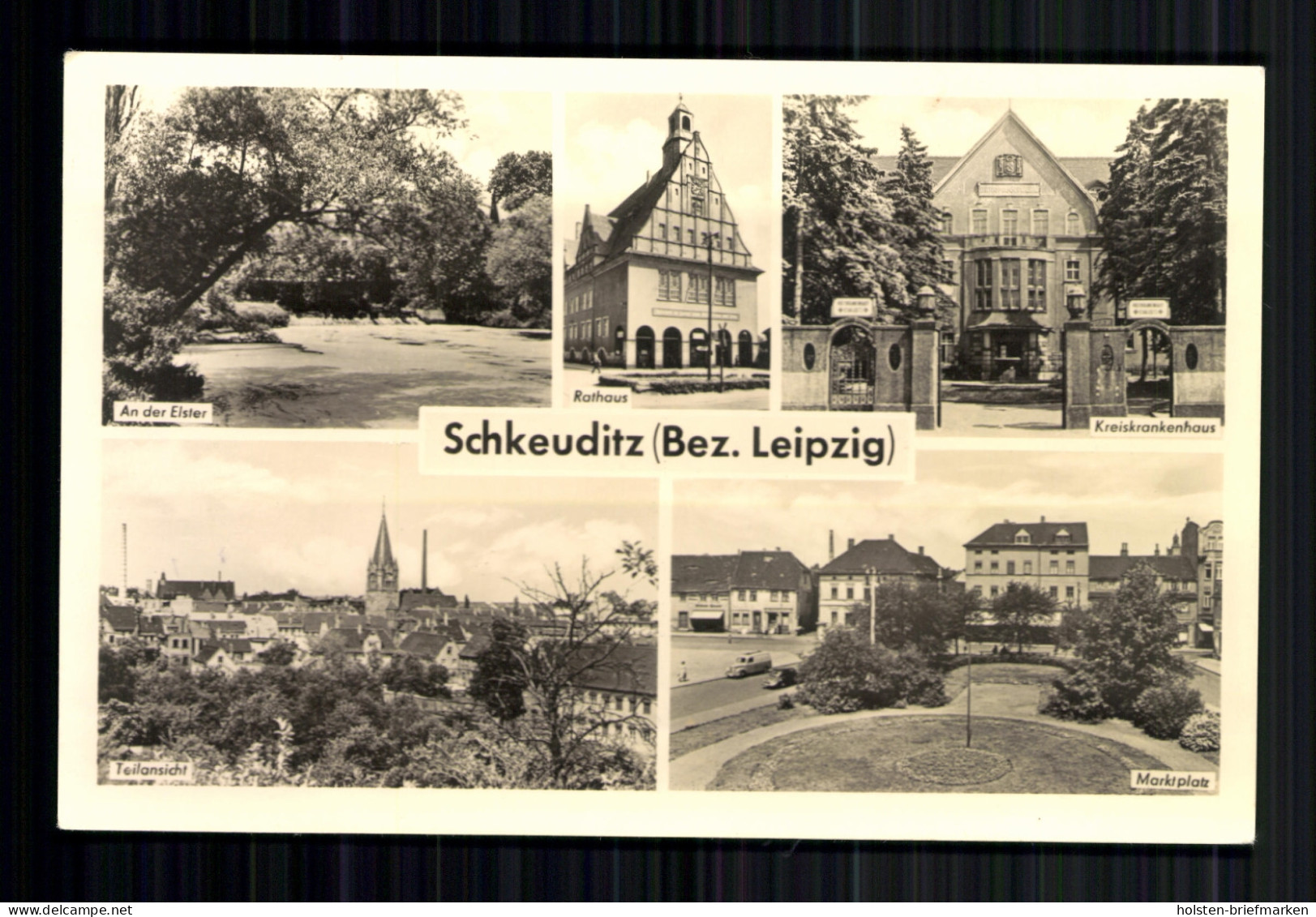 Schkeuditz, Bez. Leipzig, Rathaus, Marktplatz, Krankenhaus, Teilansicht