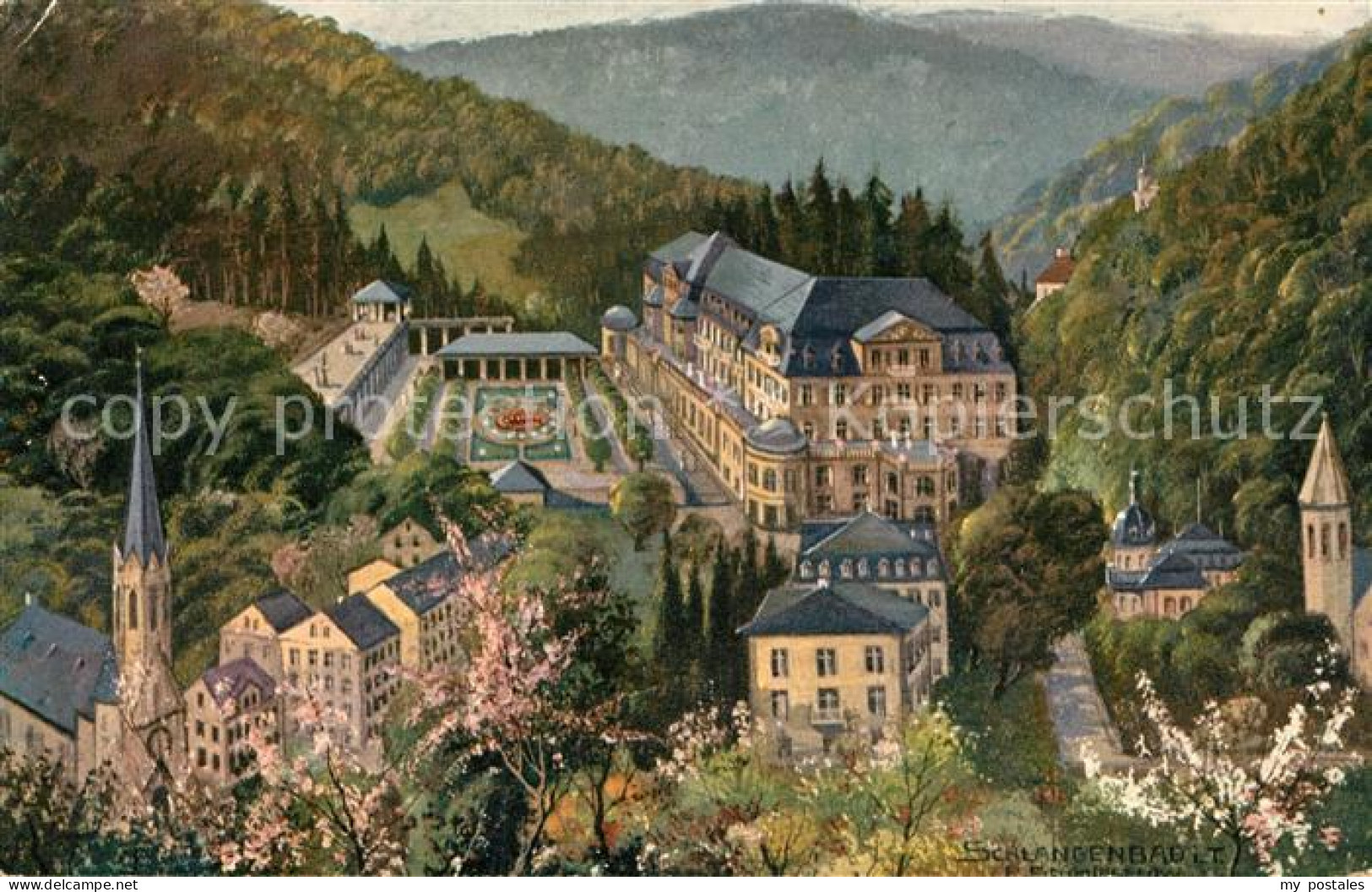 Schlangenbad Taunus Kurhaus Kuenstlerkarte Serie Taunus Nr 4