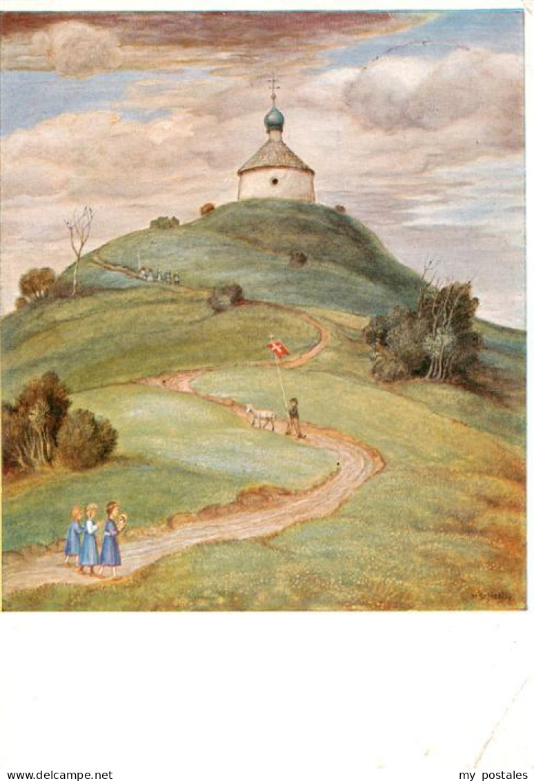 Schleissheim  Oberschleissheim MueNCHEN Bayern Kapelle Huegel Kuenstlerkarte Aqu