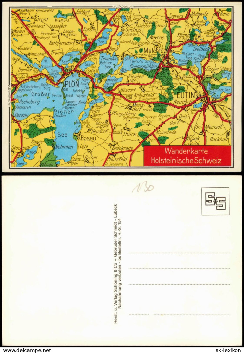 Schleswig Holstein Landkarten Ansichtskarte Holsteinische Schweiz Plön  1968