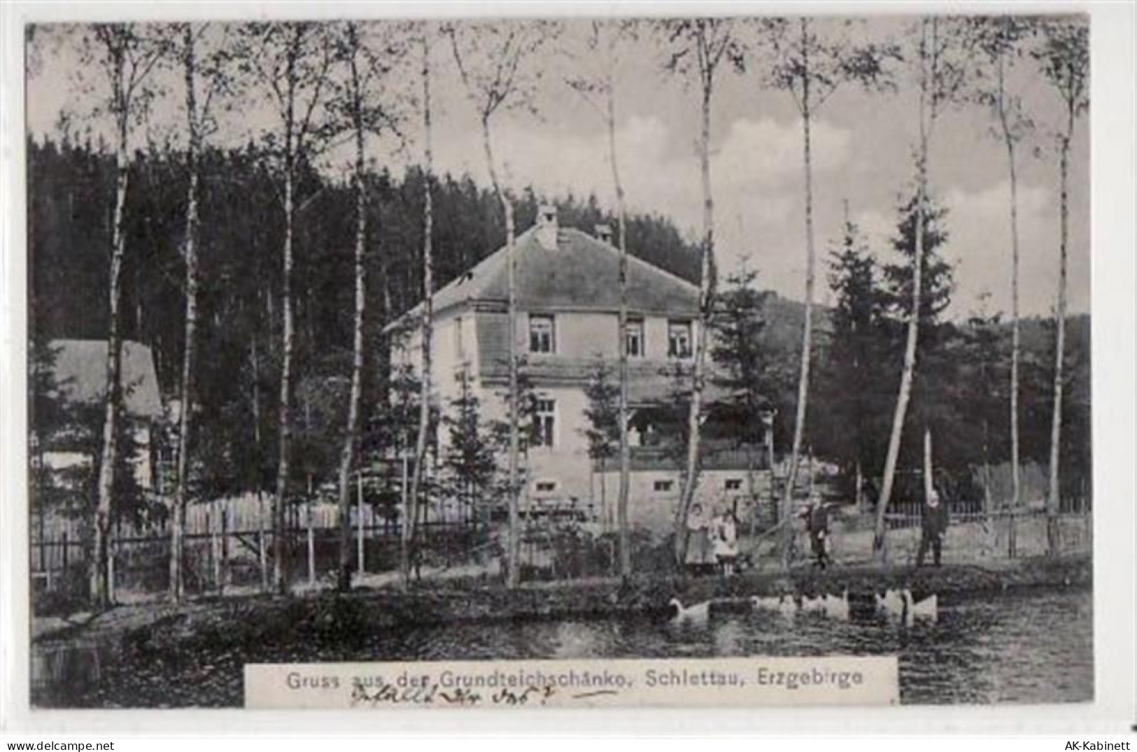 Schlettau mit Grundteichschänke gelaufen von 1910. Gute Erhaltung. - 39036296