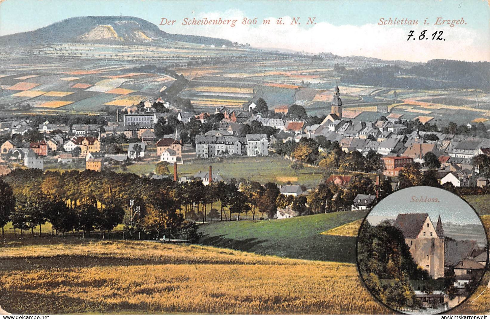 Schlettau Panorama Schloß ngl #195.814