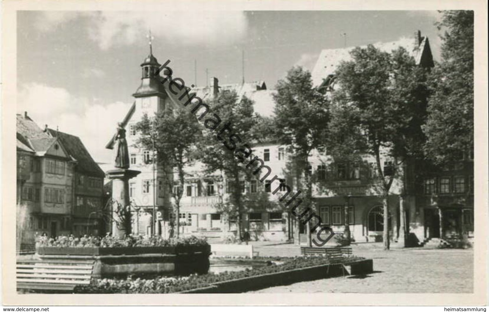 Schleusingen - Marktbrunnen - Foto-AK 50er Jahre Handabzug - Verlag Foto-Dörr Schleusingen