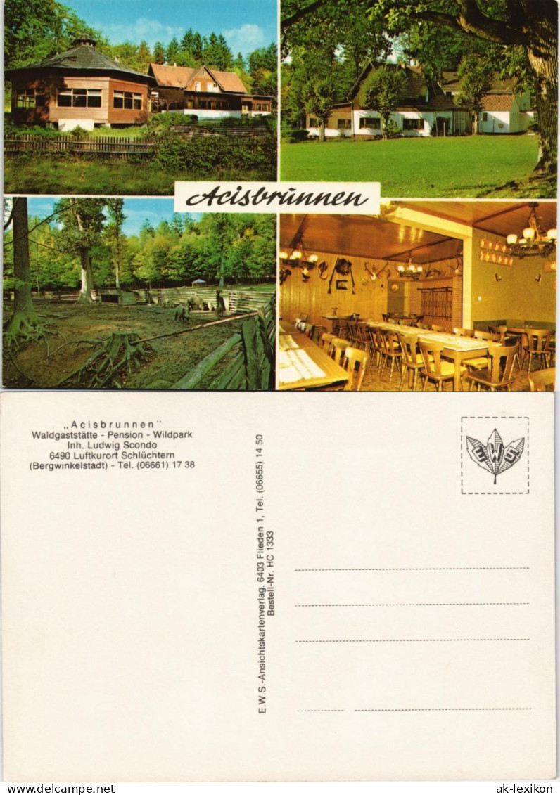 Schlüchtern Bergwinkelstadt MB Waldgaststätte Pension Wildpark Acisbrunnen 1980