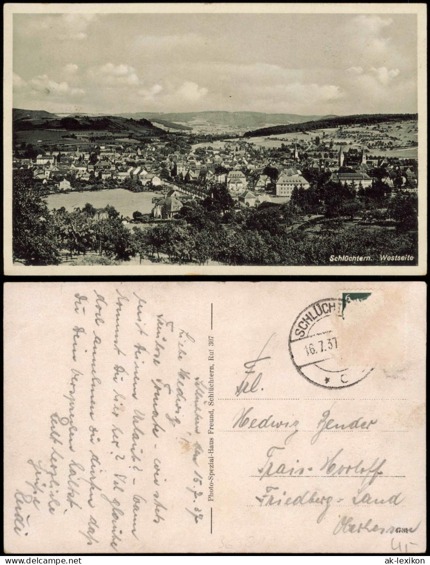 Schlüchtern (Bergwinkelstadt) Panorama-Ansicht Totalansicht Westseite 1937