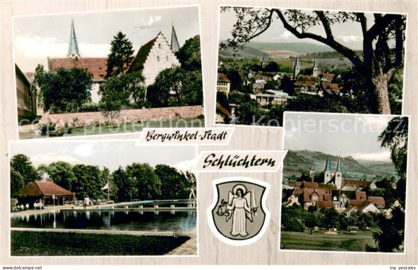 Schluechtern Kloster Schwimmbad Stadtpanorama