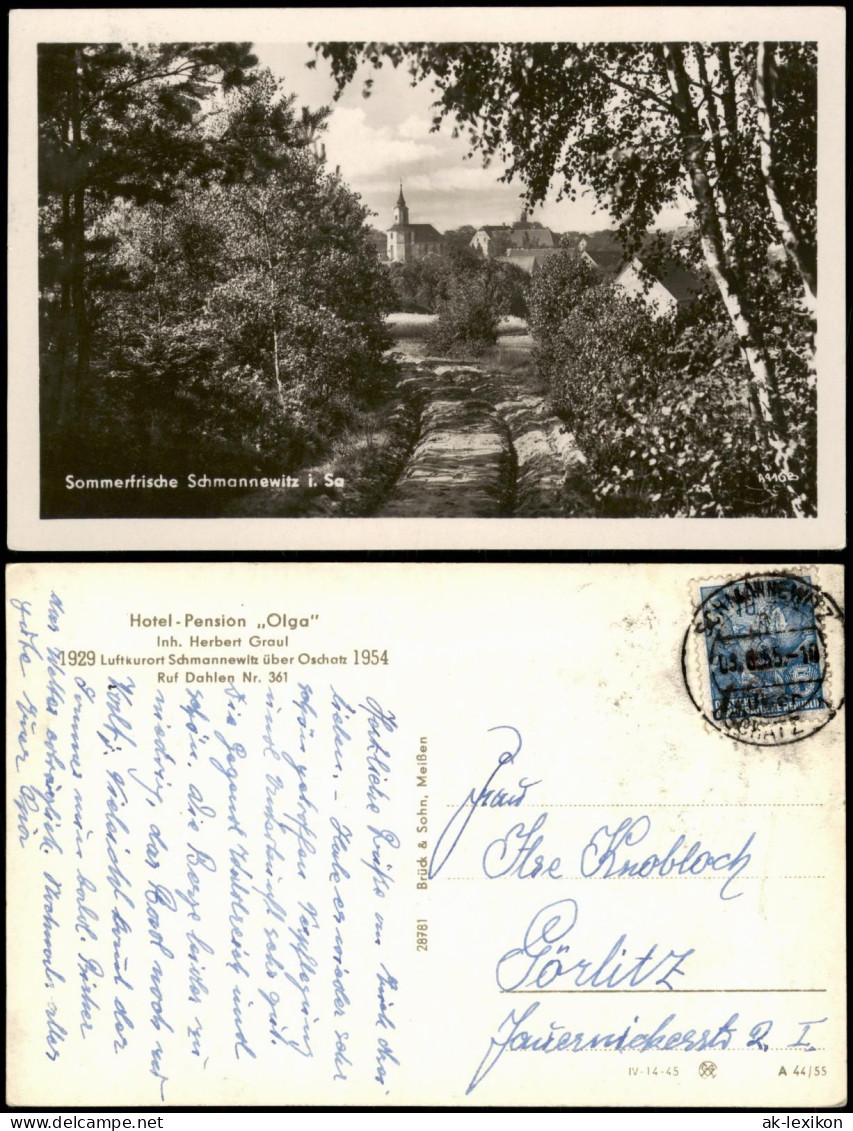 Schmannewitz-Dahlen Panorama-Ansicht Sommerfrische Schmannewitz 1955