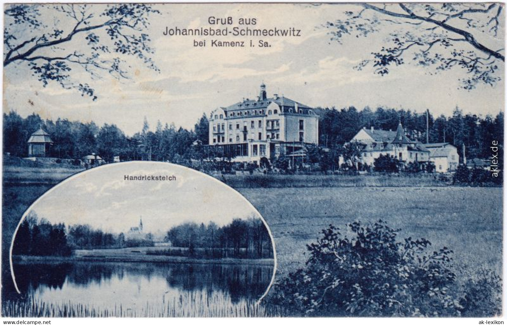 Schmeckwitz (Oberlausitz) Smjekecy 2 Bild: Kurhaus und Handricksteich 1919