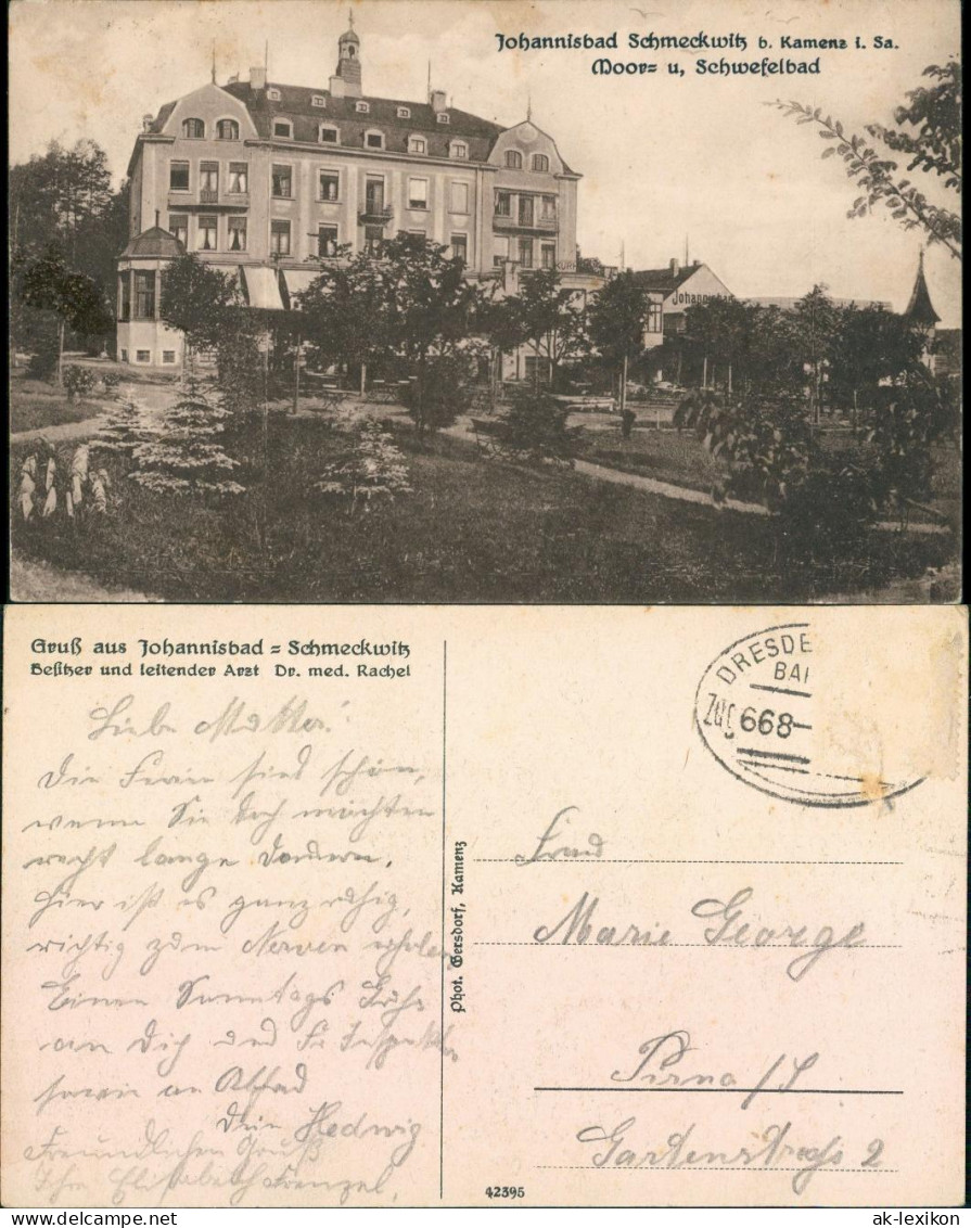 Schmeckwitz (Oberlausitz) Smjekecy Kurhaus Moor- und Schwefelbad 1909