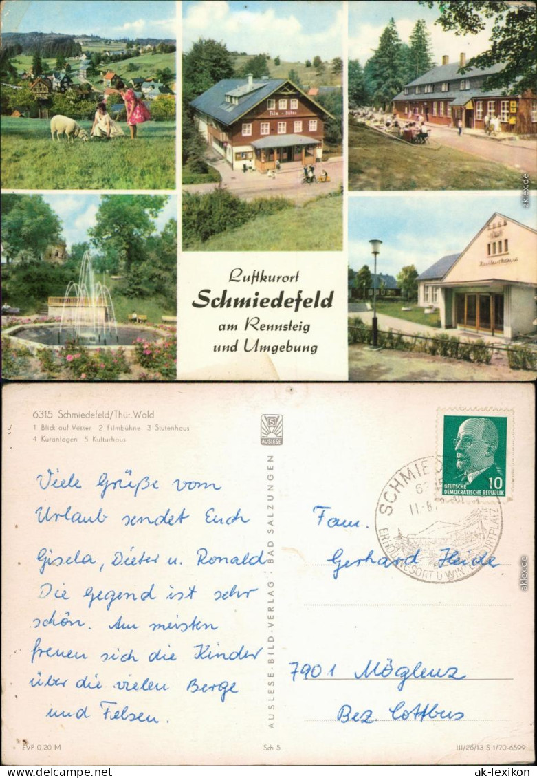 Schmiedefeld (Rennsteig) Vesser, Filmbühne, Stutenhaus, Kuranlagen 1970
