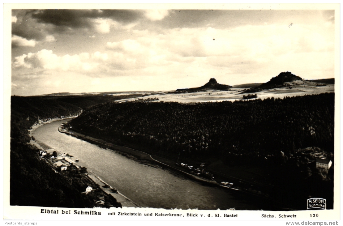 Schmilka, Elbtal mit Zirkestein und Kaiserkrone, 1943