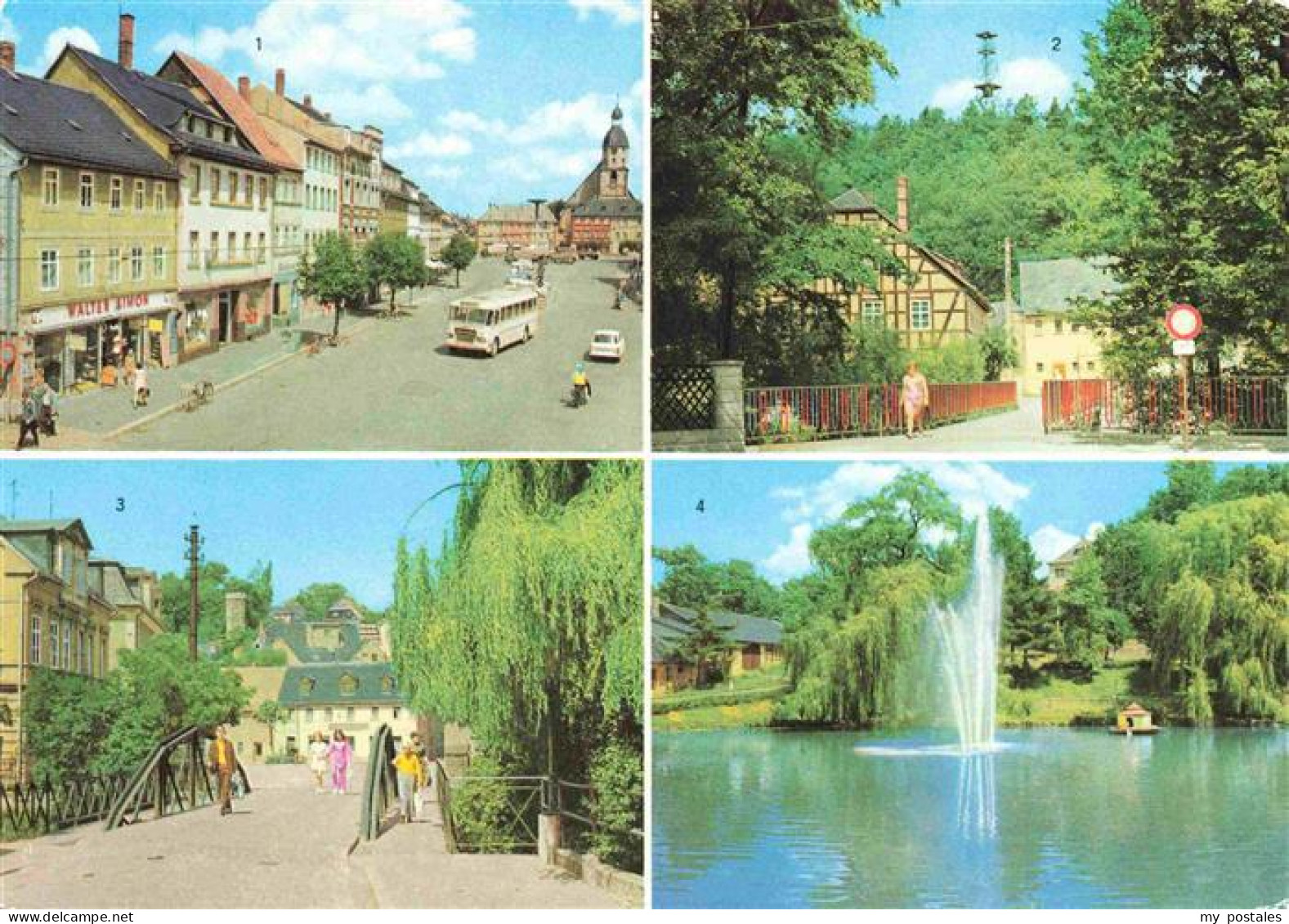 Schmoelln Thueringen Marktplatz Blick zum Aussichtsturm Brueckenplatz Am Brauere