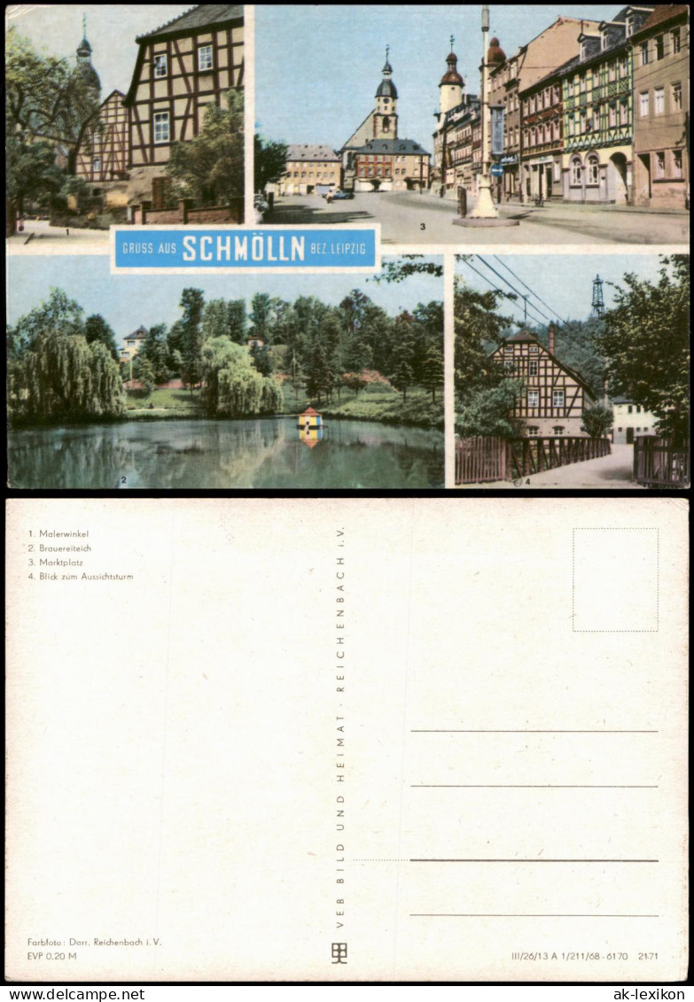 Schmölln DDR Mehrbildkarte mit Ortsansichten u.a. Brauerei-Teich uvm. 1968
