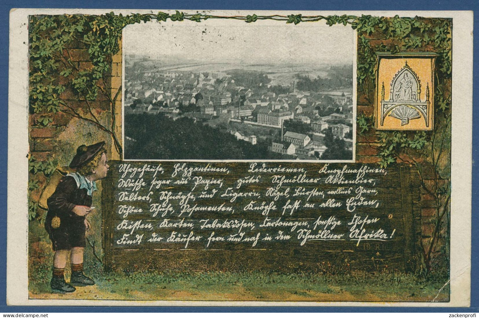 Schmölln Gesamtansicht Fabriken, gelaufen 1921 (AK4527)