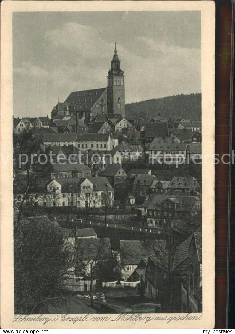 Schneeberg Erzgebirge Blick vom Muehlberg St Wolfgangkirche