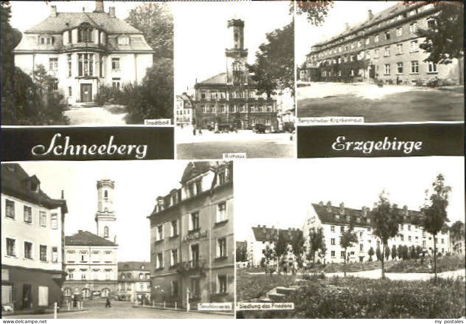 Schneeberg Erzgebirge Schneeberg Bad Rathaus Krankenhaus x 1977