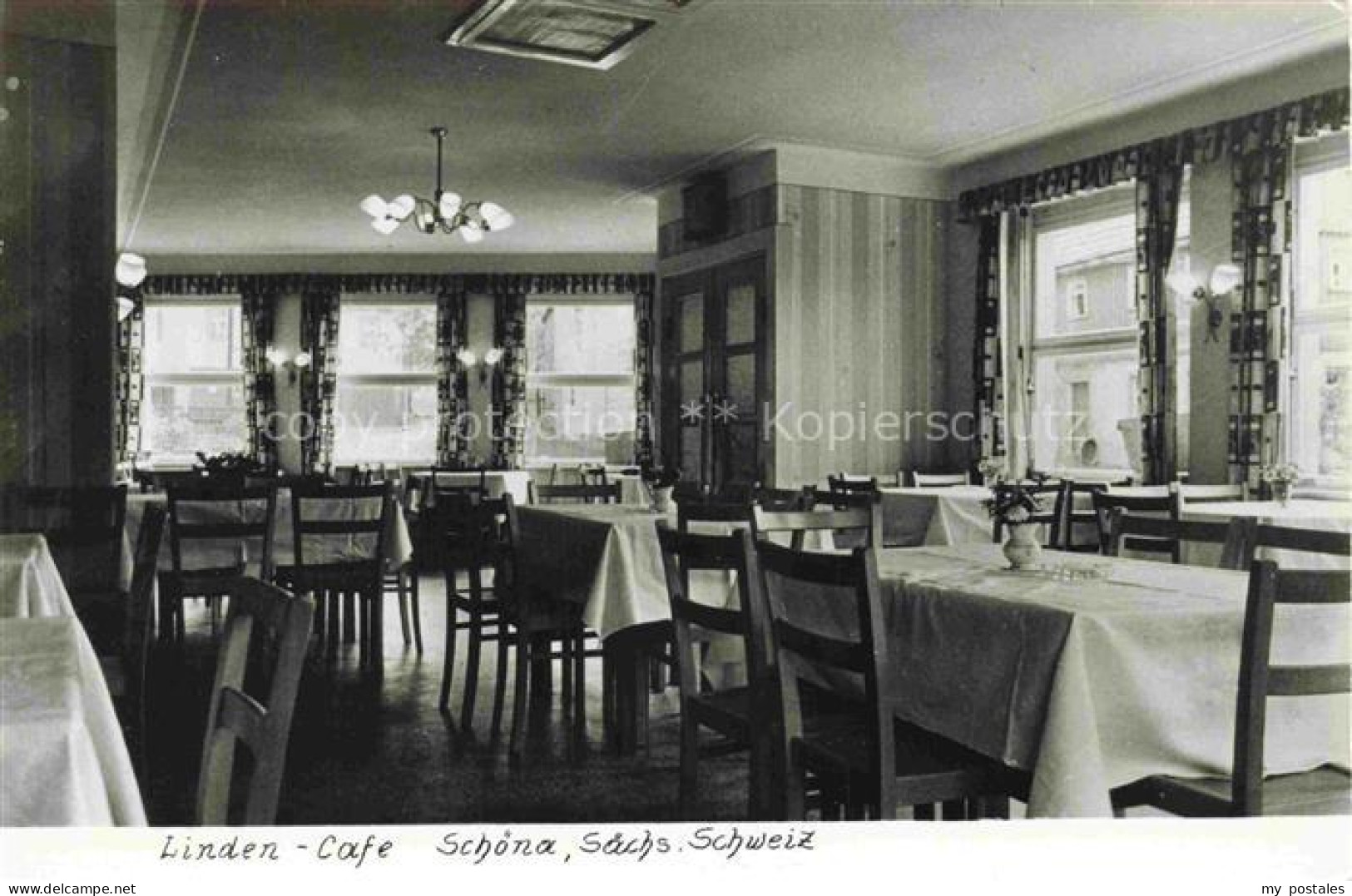 Schoena Elbe Reinhardtsdorf-Schoena Sachsen Linden-Cafe Innenraum Gastraum Tisch