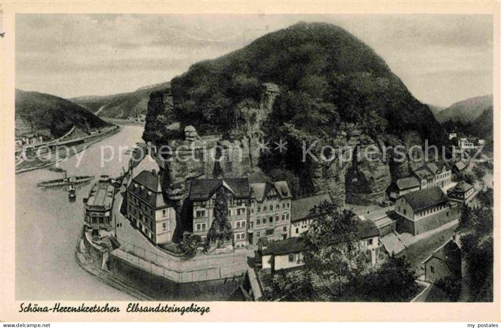 Schoena Herrnskretschen Elbsandsteingebirge Kuenstlerkarte