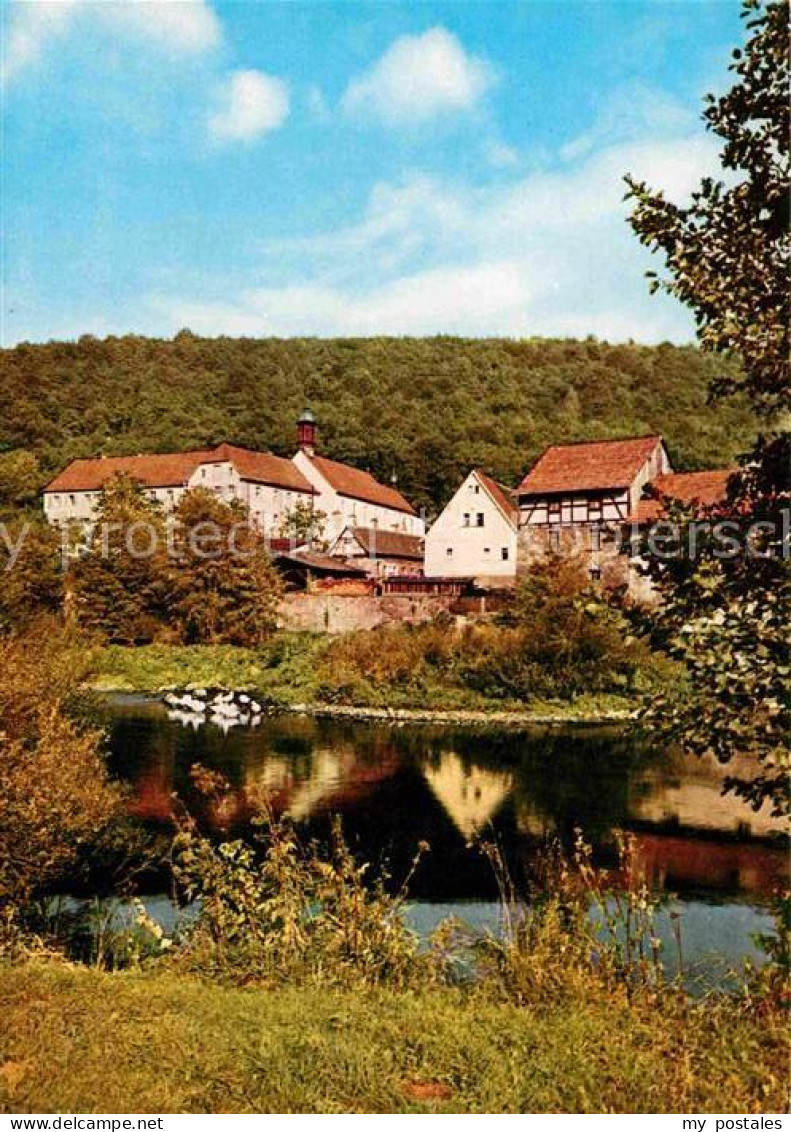 Schoenau Gemuenden Franziskaner Minoritenkloster Uferpartie an der Saale