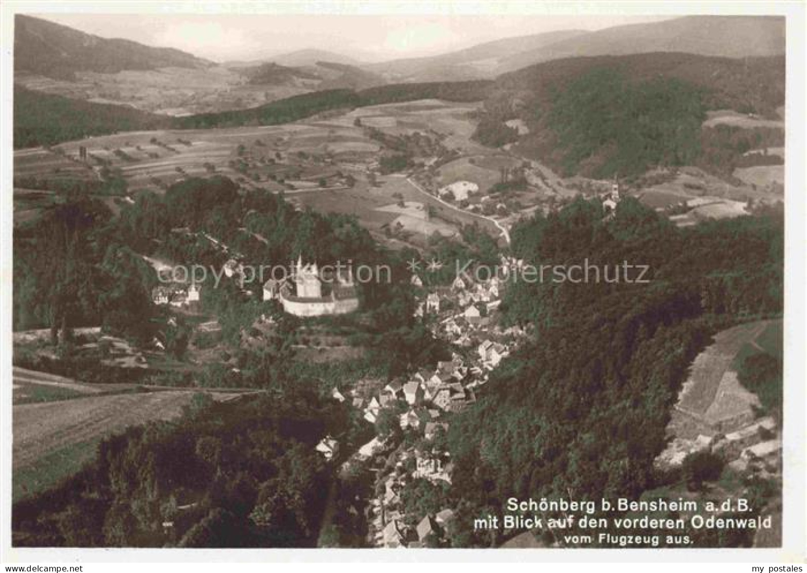 Schoenberg Bensheim Odenwald Hessen Fliegeraufnahme mit vorderem Odenwald