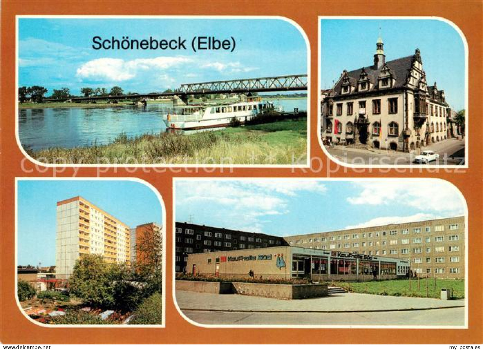 Schoenebeck Elbe Thaelmann Bruecke Rathaus Neubauten Kaufhalle Sued