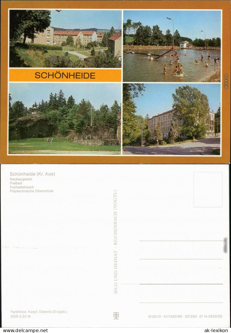 Schönheide (Erzgebirge) Neubaugebiet, Freibad, Fuchssteinpark,  Oberschule 1986