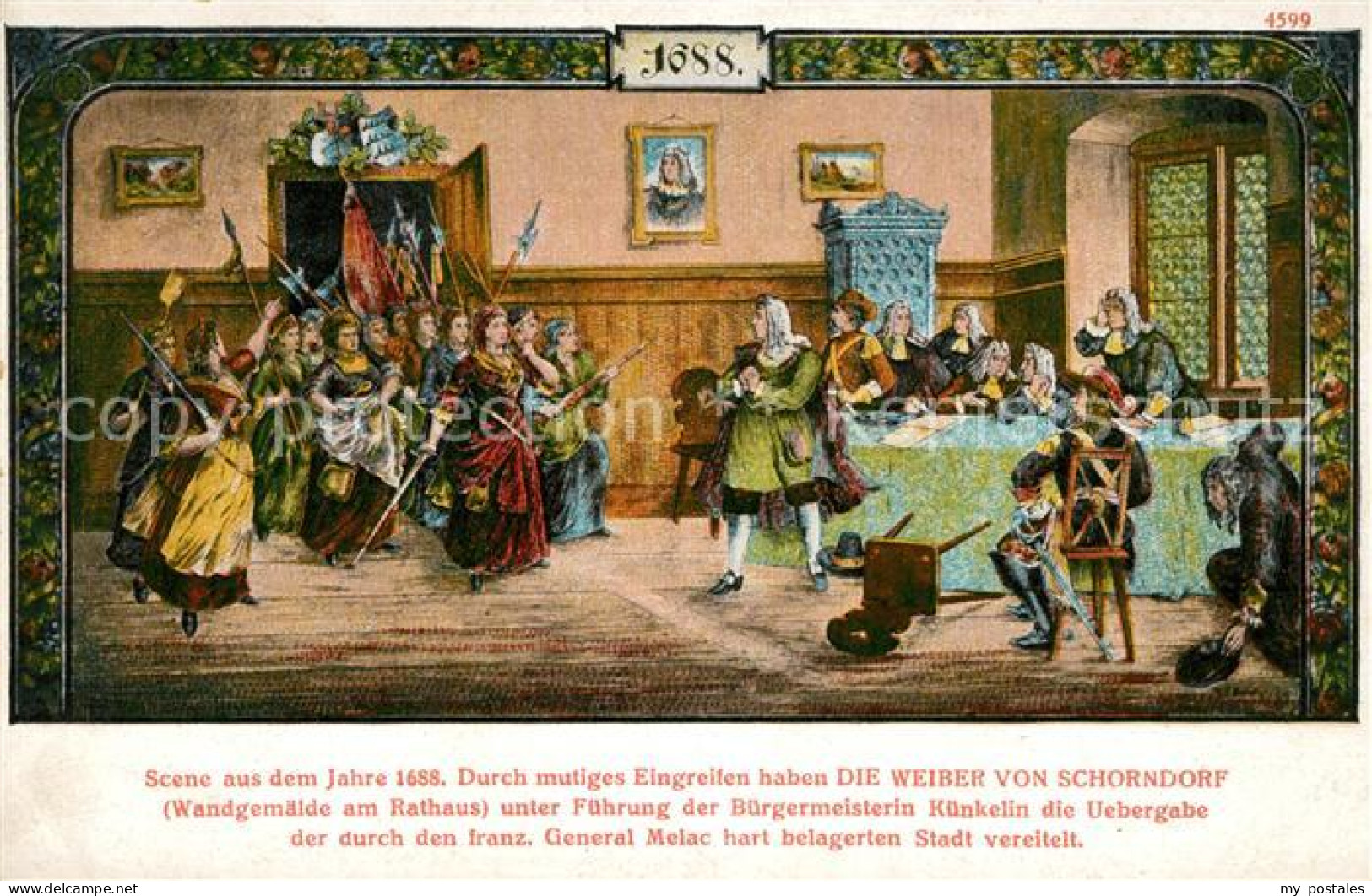 Schorndorf Wuerttemberg Die Weiber von Schorndorf Wandgemaelde am Rathaus