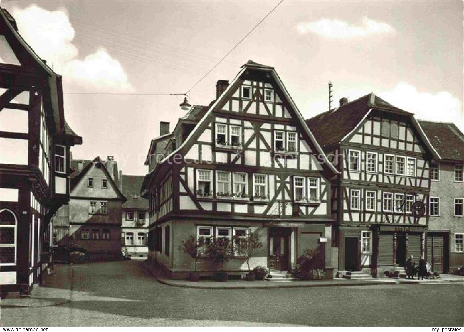 Schotten Vogelsbergkreis Hessen Kirchstrasse Fachwerkhaeuser Marktplatz Pflaster