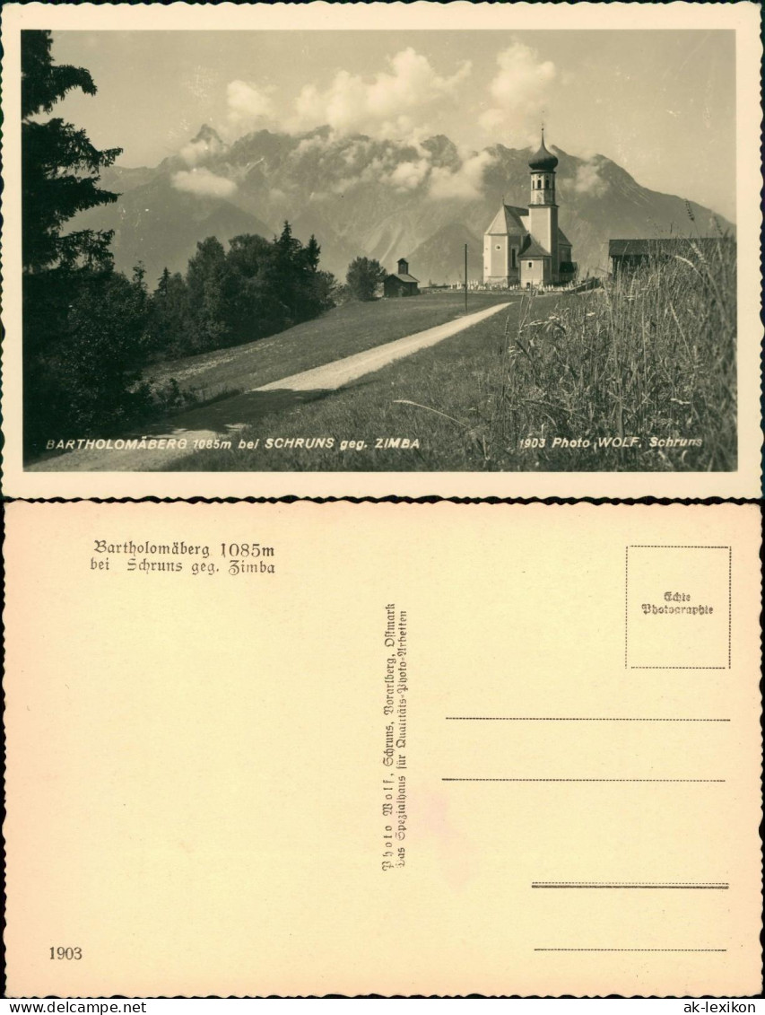 Schruns Umlandansicht BARTHOLOMÄBERG bei SCHRUNS geg. ZIMBA 1940