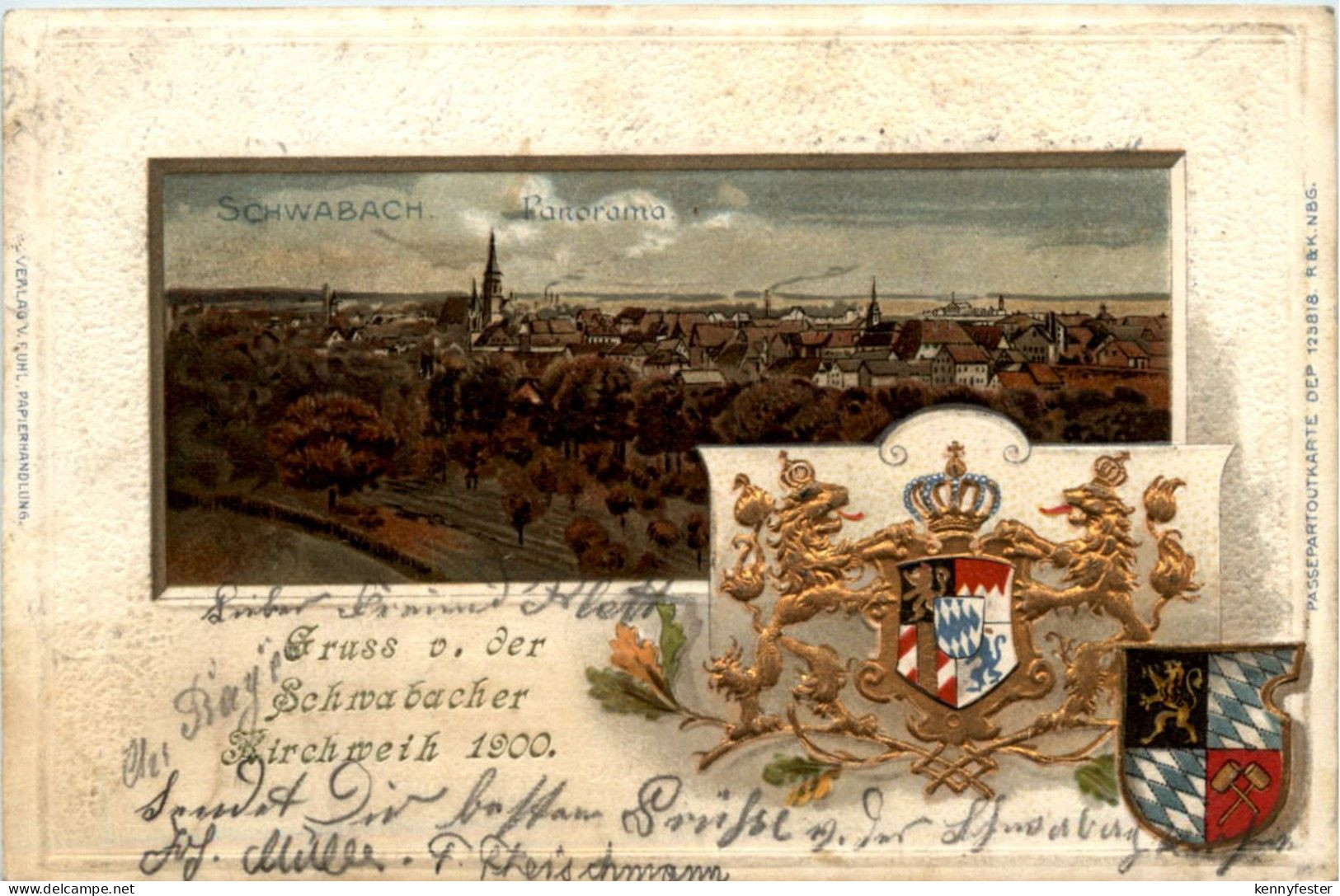 Schwabach - Gruss von der Schwabacher Kirchweih 1900 - Litho