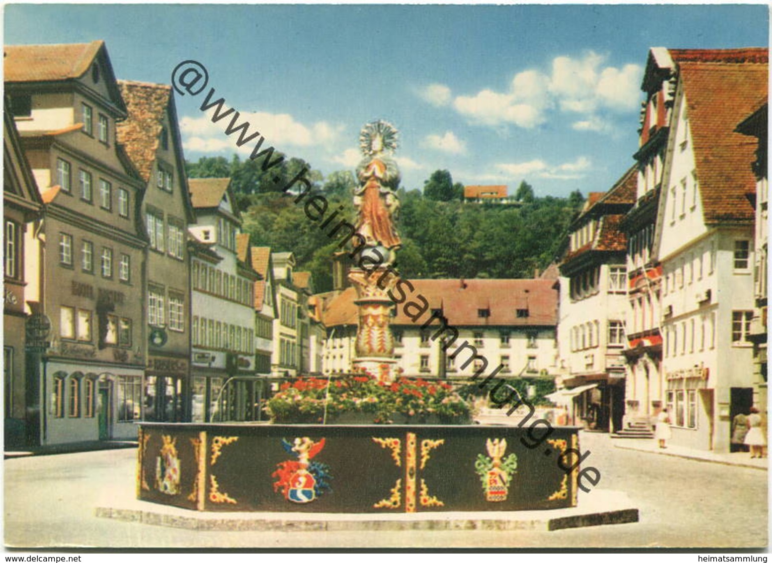 Schwäbisch Gmünd - Marktplatz mit Brunnen - AK Großformat