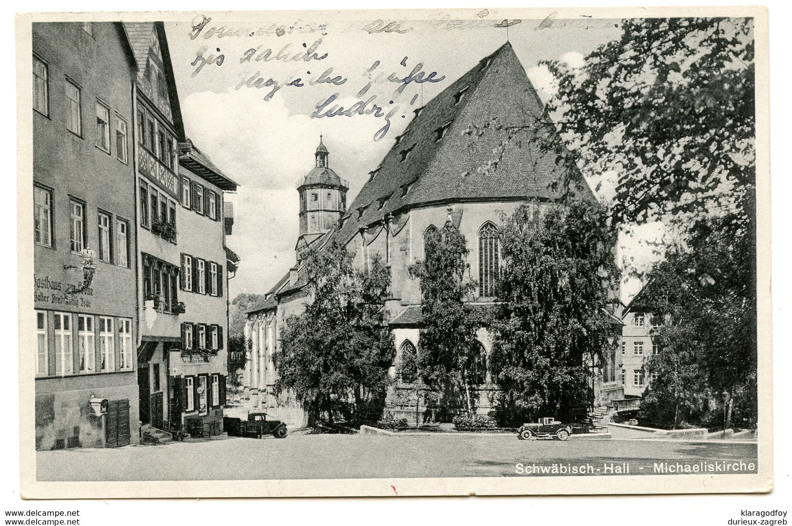 Schwäbisch Hall, St. Michael's Church old postcard travelled 1935 Hall Pmk b170620