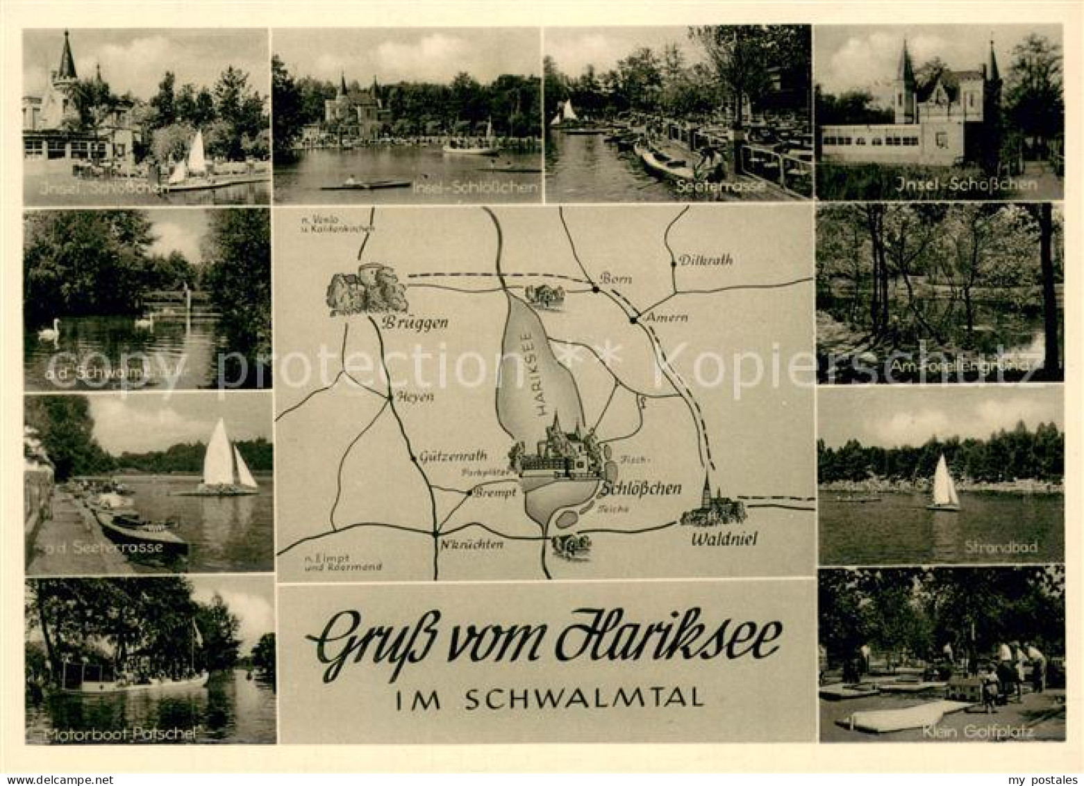 Schwalmtal Niederrhein Hariksee Insel- Schloesschen Strandbad Seeterrasse