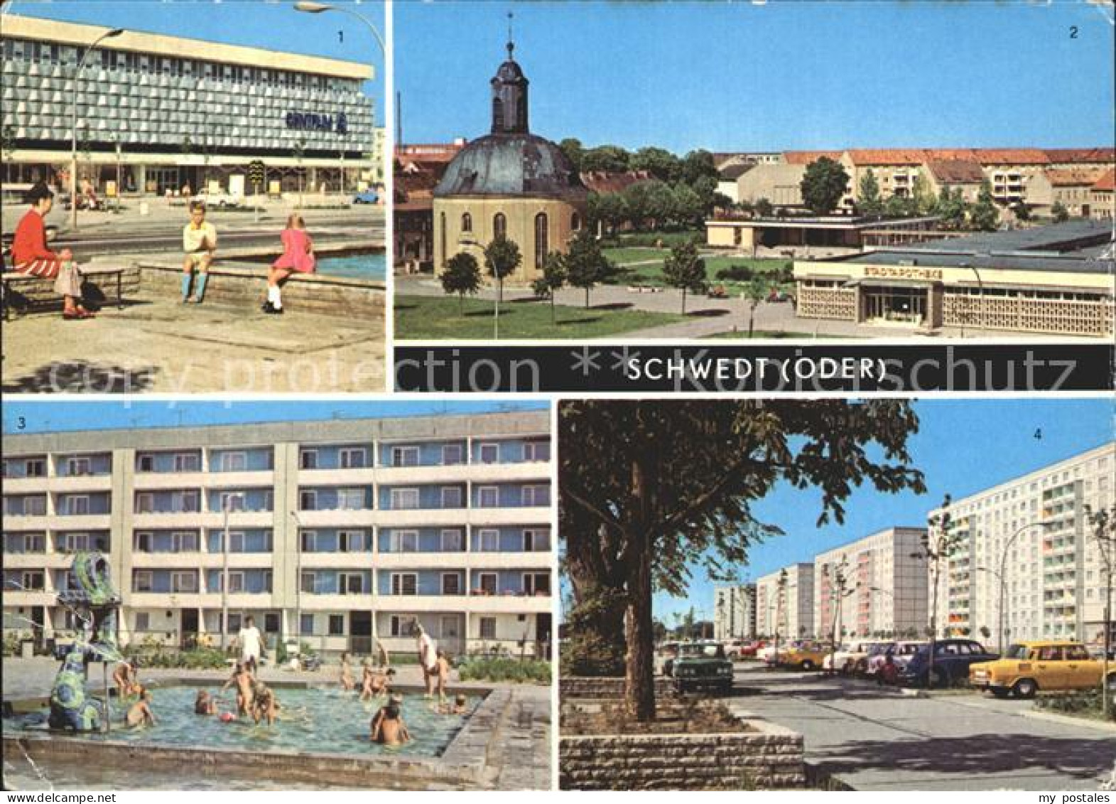 Schwedt Oder Centrum Warenhaus Teilansicht Wohnkomplex VI Lenin Allee