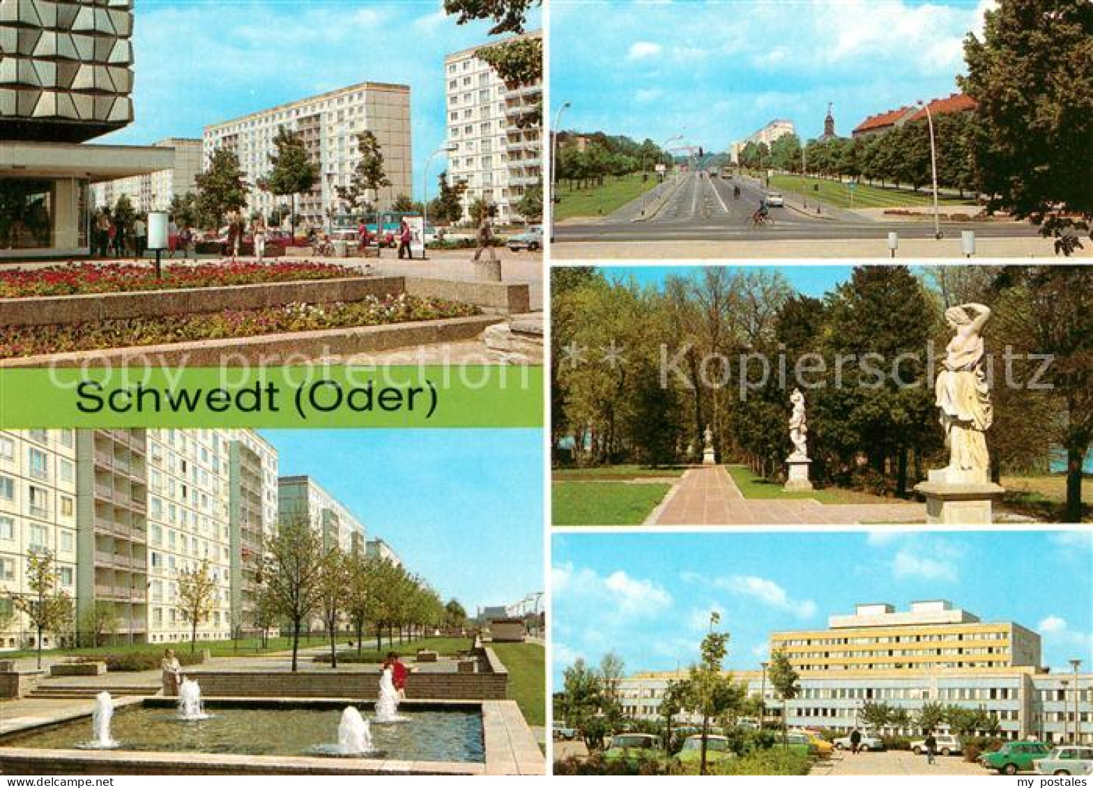 Schwedt Oder Platz der Befreiung Leninallee Park am Kulturhaus Statuen Kreiskran