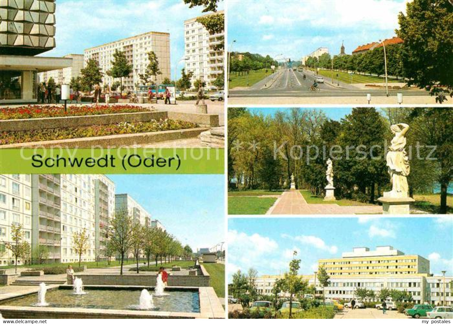 Schwedt Platz der Befreiung Leninallee Park Kulturhaus Kreiskrankenhaus