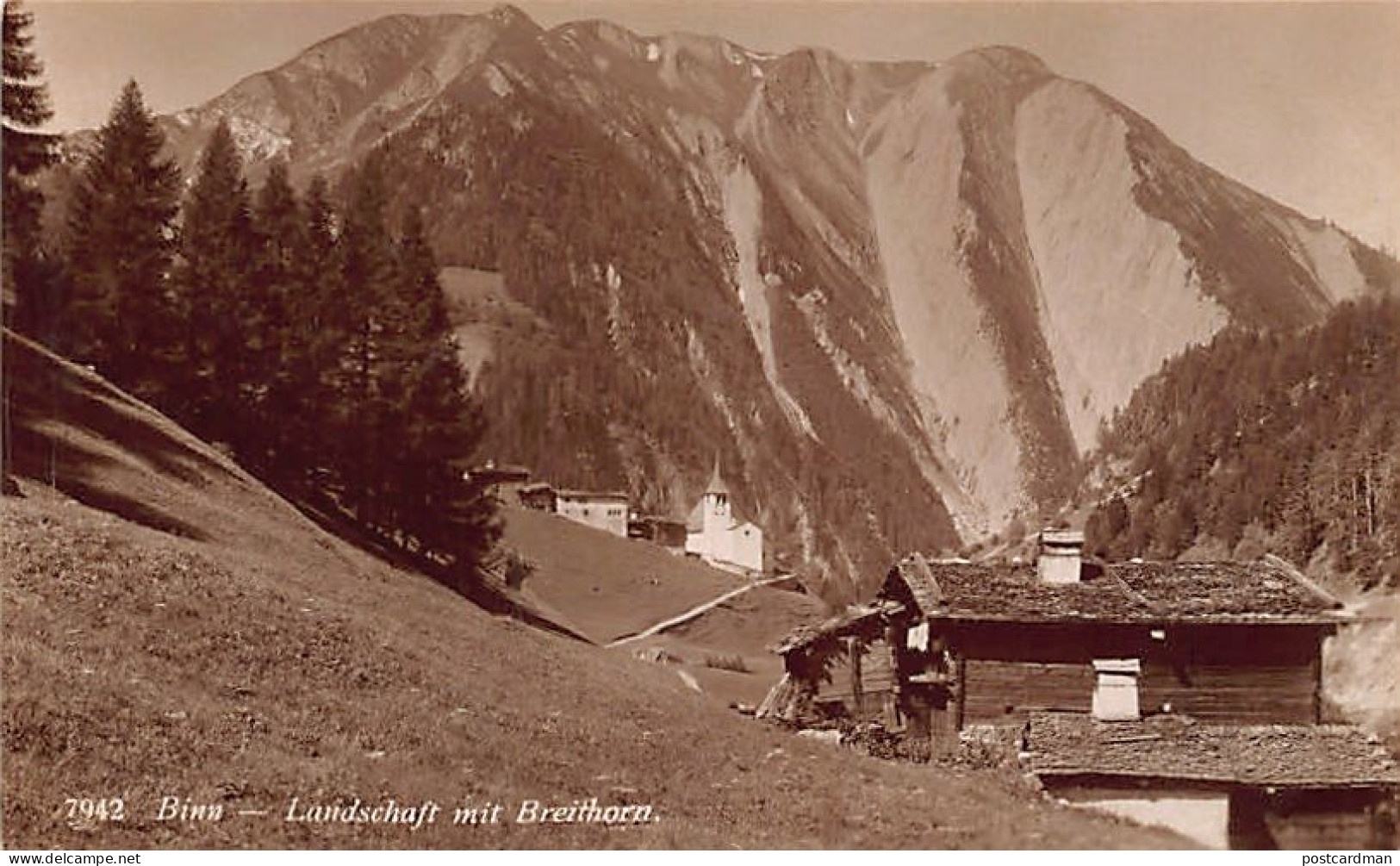 Schweiz - BINN (VS) Landschaft mit Breithorn - Verlag C.P.N. 7942