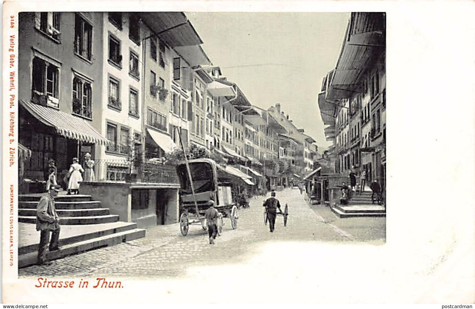 Schweiz - Thoune / Thun (BE) Strasse mit Geschäften - Verlag Gebr. Wehrli 3158