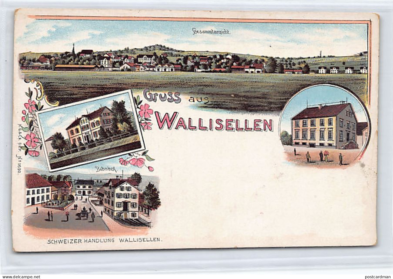 Schweiz - WALLISELLEN (ZH) Litho - Gesammtansicht - Bahnhof - Schweizer Handlung - Verlag H. G. & Cie1692
