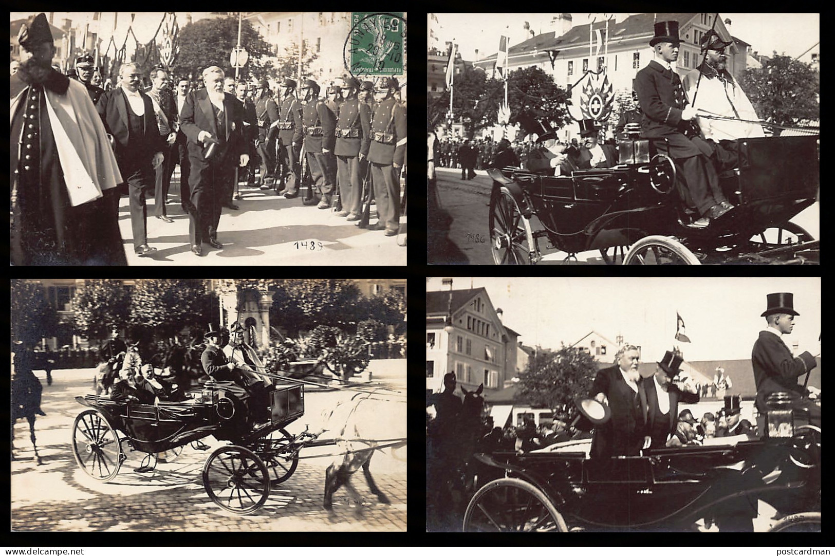 Schweiz - ZÜRICH - Besuch des Präsidenten der Französischen Republik (Jahr 1910) - Set mit 4 Fotopostkarten - Verlag Pho