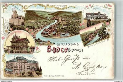 5400 Baden 1897 Gebrauchsspuren Gasthaus Berna Burg Schartenfels Hotel L... - 13575741