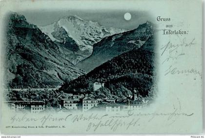 3800 Interlaken 1898 Lithographie / Mondschein Gruß aus Interlaken - 51674505