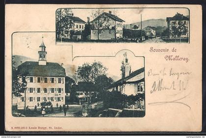 AK Malleray, Restaurant, Ortspartien mit Passanten