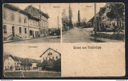 AK Niederbipp, Gasthaus zur Sonne, Bahnhof, Dürrmühle