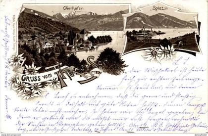Gruss vom Thunersee - Oberhofen - Spiez - Litho