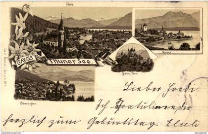 Gruss vom Thunersee - Oberhofen Spiez - Litho